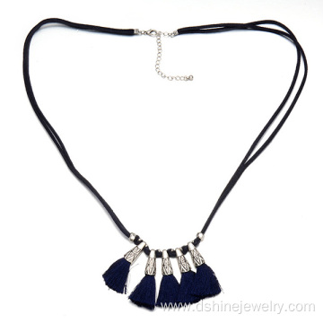 Leather Cord Necklace Alloy Tassel Necklaces For Women